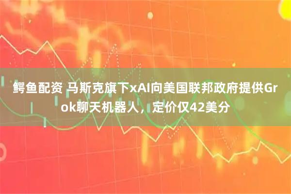 鳄鱼配资 马斯克旗下xAI向美国联邦政府提供Grok聊天机器人，定价仅42美分